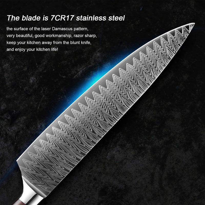 XITUO 8&quot; Professional Chef Knife Japanese Stainless Steel Santoku Kitchen Damascus Laser pattern Vegetable slice meat cleaver CN