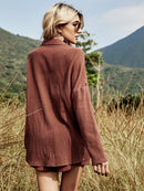 2022 Summer Beach Leisure Button White Women&