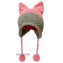 BomHCS Cute Fox Ears Beanie Winter Warm 100% Gorro de punto hecho a mano