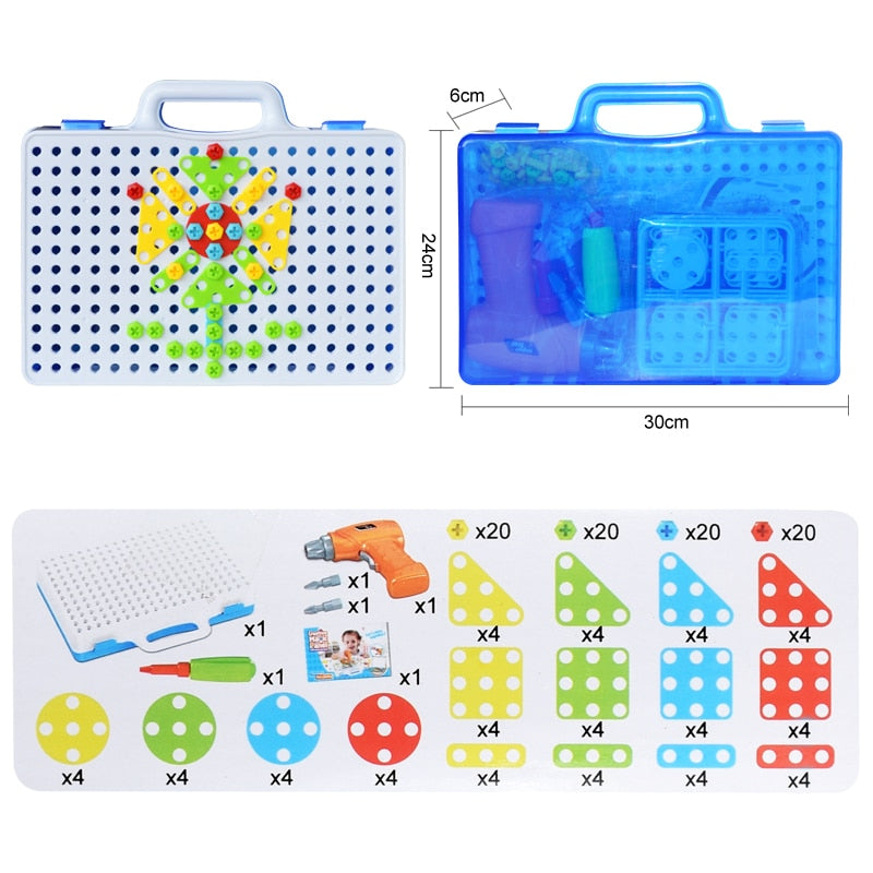 Bohrschraube 3D Kreatives Mosaik Puzzle Spielzeug Für Kinder Bauklötze Spielzeug Kinder DIY Bohrmaschine Set Jungen Pädagogisches Spielzeug