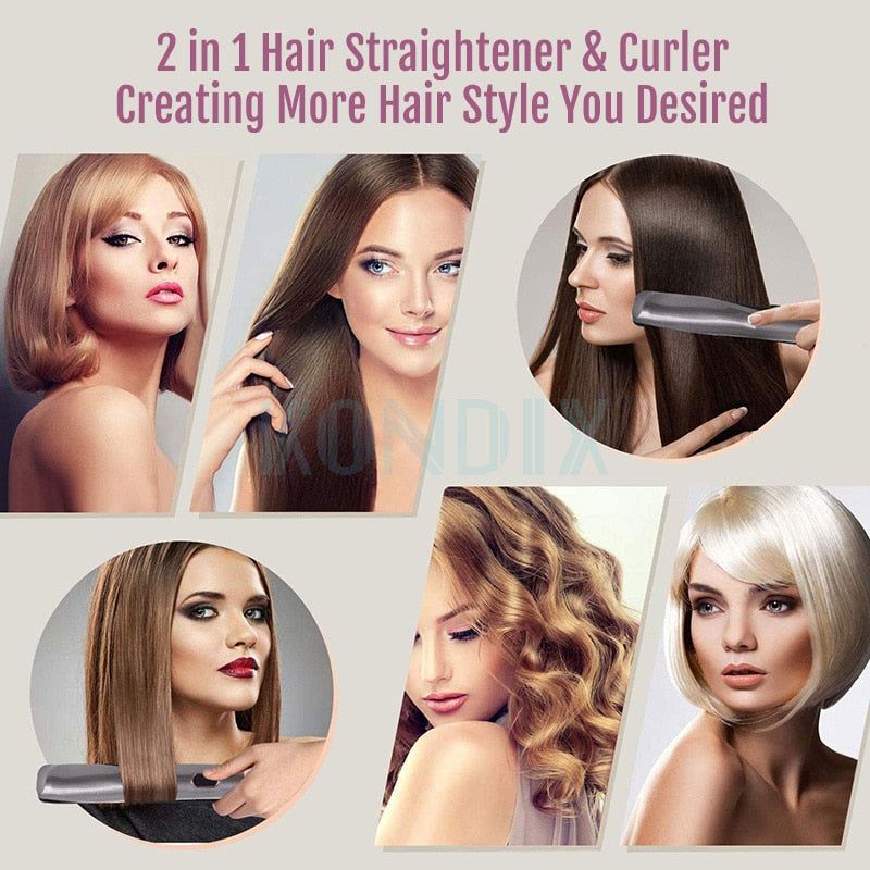 Hair Curler & Straightener 2 in 1,  Spiral Wave Curling Iron, Professional Hair Straighteners, Fashion Styling Tools, New Arrive