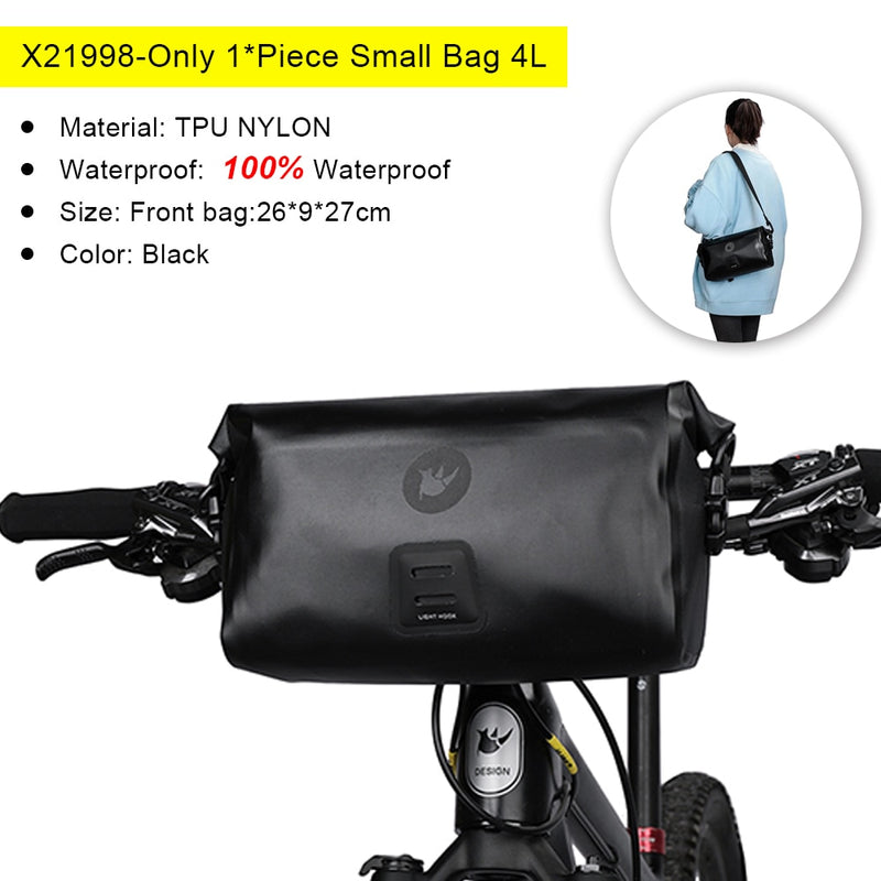 Rhinowalk Bicycle Bag Waterproof Big Capacity Handlebar Bag 1 or 2-piece Front Tube Cycling Bag MTB Frame Trunk Bike Accessories