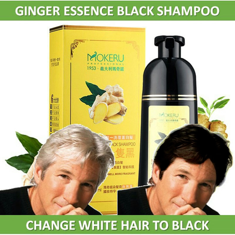 Mokeru Natural Ginger 5 Minutes Fast Hair Dye Shampoo Organic Hair Dye Permanent Black Shampoo For Women Cover White Gray Hair