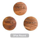 3Pcs Cup Coasters Square Round Wood Drink Coaster Heat Insulation Cup Mat Wooden Mug Coaster Table Placemat Kitchen Accessories