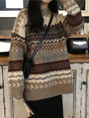 H.SA 2022 Damen Winterpullover Pullover Strickpullover Loose Gestreifter Pullover Lässiges Oberteil Argyle Pullover Strickjacken Damen Winter