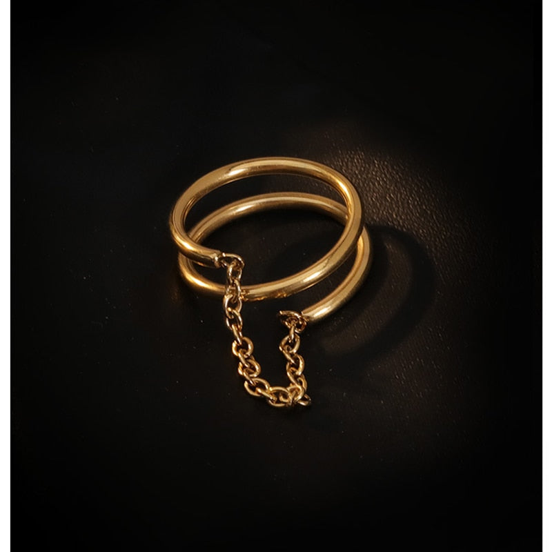 GHIDBK titanio acero minimalista capas cadena anillos declaración geométrica diseñado alambre anillos para mujeres estilo callejero Ins joyería