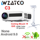 WZATCO C3 4D Keystone LED Projector 4K Android 10.0 WIFI 1920*1080P Proyector Home Theater 3D Media Video player Game Beamer