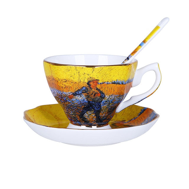 Die neuen Van-Gogh-Kunstmalerei-Kaffeetassen Die Sternennacht-Sonnenblumen Die Sämann-Schwertlilien Saint-Remy-Kaffee-Teetassen