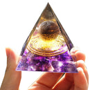 Handmade Orgonite Pyramid 60mm Smoky Crystal Sphere With Amethyst Reiki Energy Healing Meditation Orgone Pyramide Collection