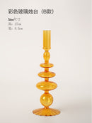 Nordic Orange Glass Taper Candle Holder Creative Home Decor Wedding Party Dinner Candlelight Decoration Living Room Candlestick