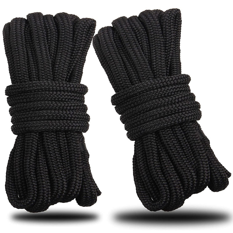 Double Braided Nylon Black DockLine Boat Dock Line Mooring Rope Anchor Rope Ultra Strong Dock Lines 16.5 Feet 25 Feet 50 Feet