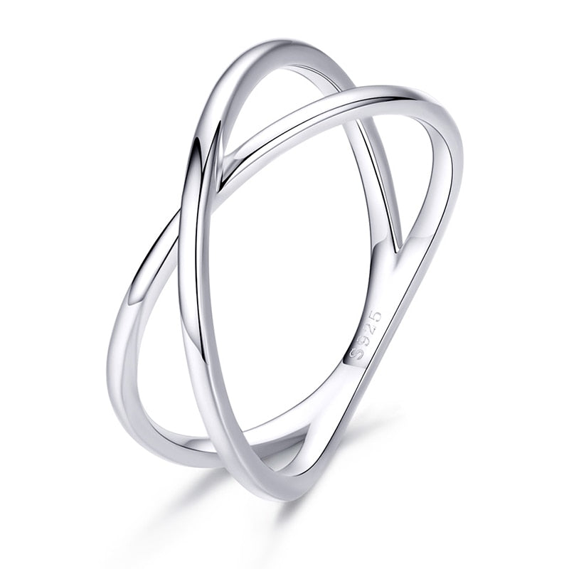 WOSTU anillos simples 100% Plata de Ley 925 deseo brillante anillo apilable para mujer boda Original joyería de moda regalo