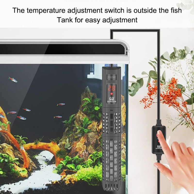 SUNSUN Tauchheizer für Aquarien, LCD-Display, digital, einstellbar, Wasserheizstab, konstante Temperaturregelung, 500 W