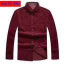 New Arrival Super Large Corduroy Young Men Cotton Plain Long Sleeve Casual Shirts High Quality Plus Size XL2XL3XL4XL5XL6XL7XL8XL