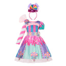 2022 New Fashion Baby Girl Candy Dress Kids Halloween Party Costume Colorful Ball Gown 2-12 Year Children Clothing