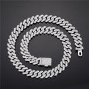 Hip Hop Iced Out Miami Zircon 15MM Bling Cuban Full Pave Rhinestone Collar de hombre Collares de color plateado para hombres Joyería