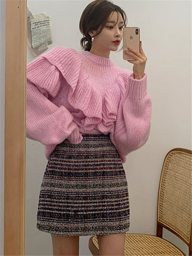 Alien Kitty 2022 New Spring Korean Style Loose Sweater Women Solid Knitted Pullovers Winter Warm Sweaters Femme