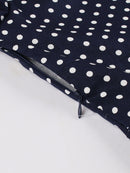 Tonval Puff Sleeve Button Up Polka Dot Vintage A-Line Party Long Dresses for Women Elegant High Waist Cotton Pinup Midi Dress