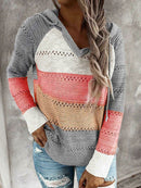 Fitshinling Bohemian Hooded Jumper Sweaters Pullovers Woman Clothes Patchwork Holiday Autumn Winter Pull Vintage Sweater Female