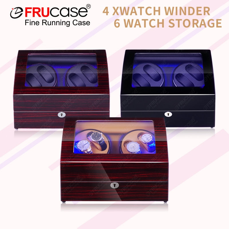 FRUCASE Watch Winder for Automatic Watches New Version 4+6 Wooden Watch Box Watches Storage Collector