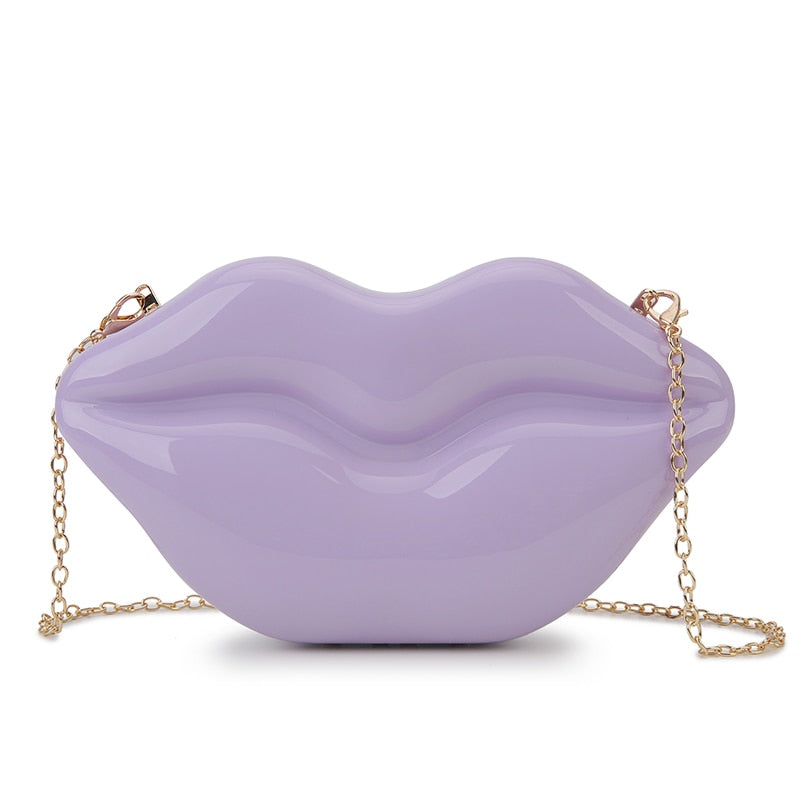 Sexy rote Lippen Design Frauen Party Clutch Abendtasche schillernde weibliche Kette Tasche Umhängetasche Geldbörsen und Handtaschen Beutel Mode