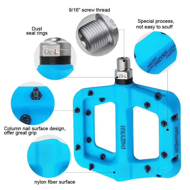 MZYRH Ultraleichte Dichtungslager Fahrrad Fahrradpedale Radfahren Nylon Rennrad BMX Mtb Pedale Flache Plattform Fahrradteile Zubehör