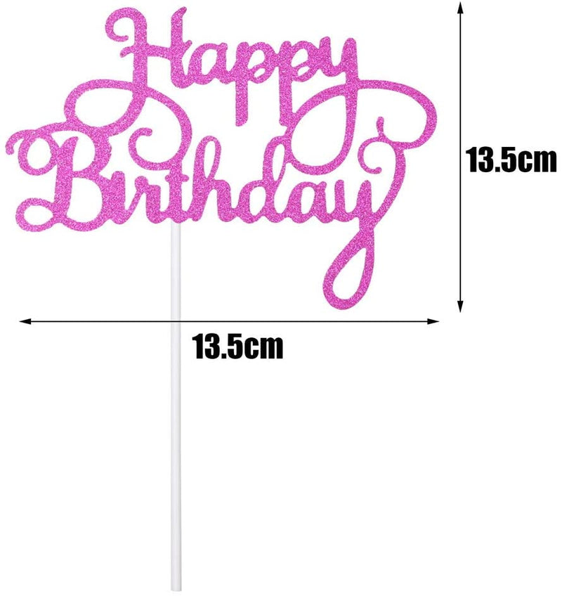 50Pcs Happy Birthday Cake Toppers Glitter Cardstock Baby Shower Kids Party Favors Decorations Cake Decoration Supplies