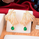 GODKI Luxury DOUBLE CLAWS STUD Earrings Trendy Cubic Zircon Indian gold earrings for women Wedding Engagement Party JEWELRY GIFT