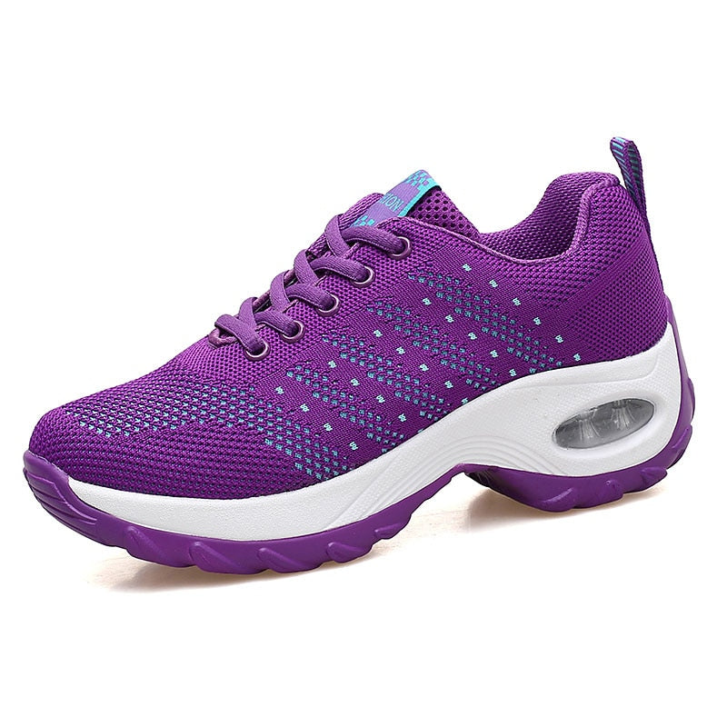 Women Sneakers Mesh Running shoes Ladies Walking Dancing Sport Shoes Outdoor Air Cushion Breathable Footwear Lace up Sneakers