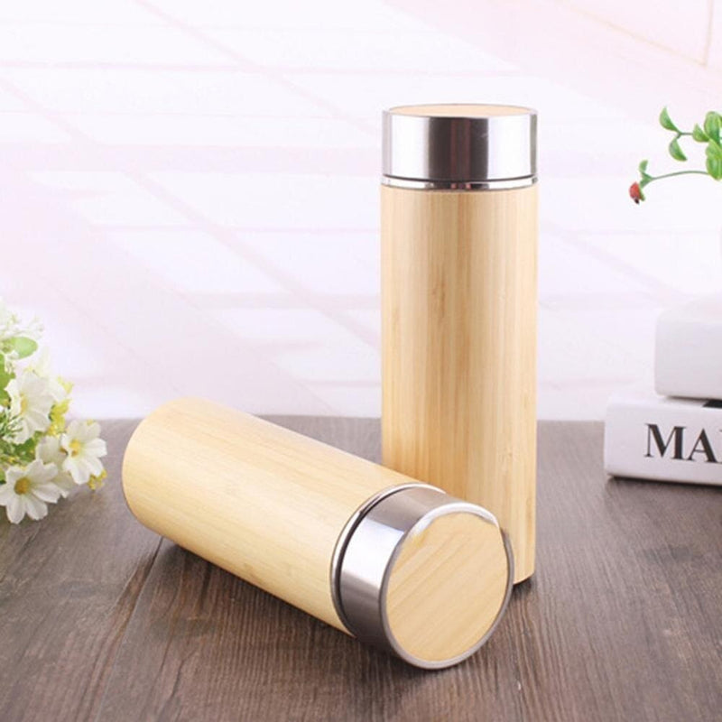 Natural Bamboo Thermos Cup Stainless Steel Bottle Vacuum Flasks Thermoses 12hours Tea Cup