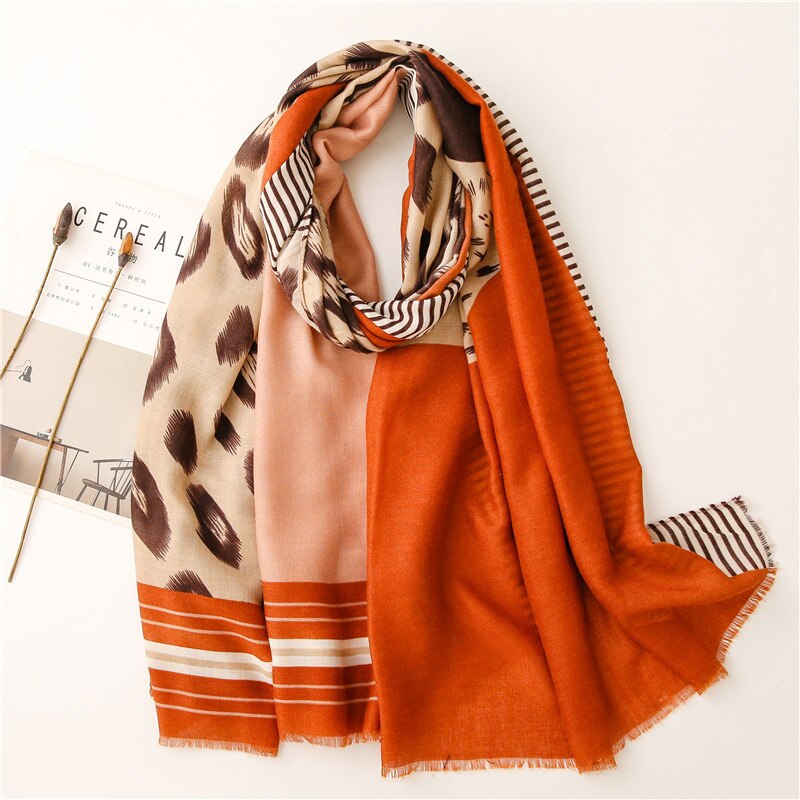 2021 Fashion Women Gradient Leopard Print Scarf Soft Pretty Big 180*100cm Leopard Stole Thin Warm Large Shawls cachecol Wraps