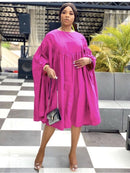 Women Loose Dresses O Neck Pleated Casual Fashion Large Size Ladies Female African Fashion Spring Summer New 2022 Baggy Robes