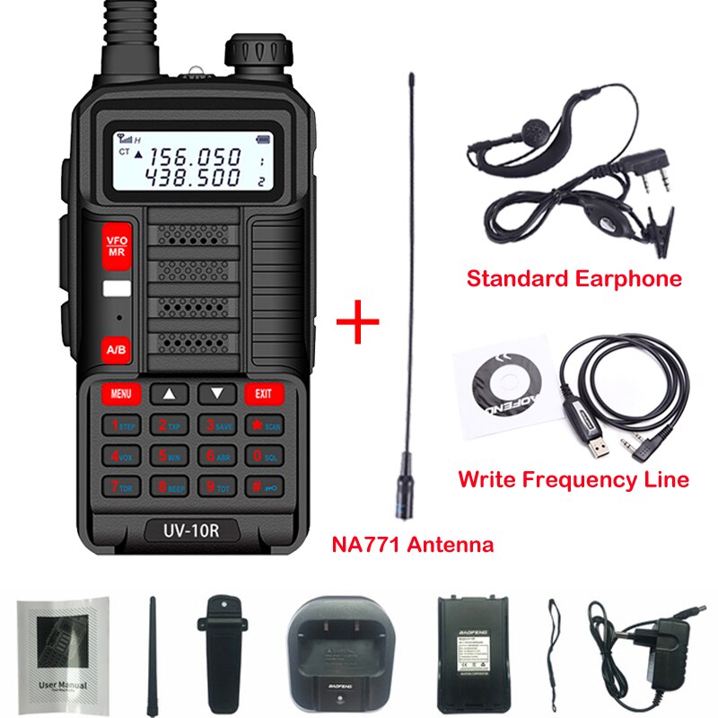 BaoFeng Walkie Talkie UV 10R V2 Two Way CB Radio Transmitter Long Range UV-10R 128CH VHF UHF 136-174Mhz 400-520Mhz Dual Band