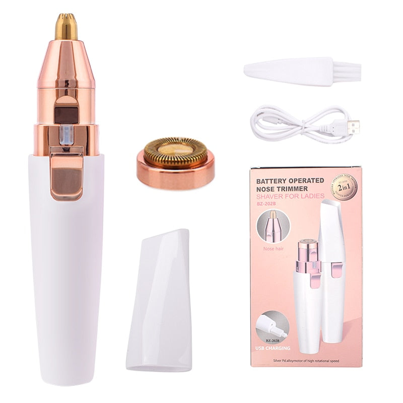 2 in 1 elektrischer Augenbrauenschneider USB wiederaufladbarer Haarentferner Frauen Rasierer LED-Licht Dame Epilierer Rasiermesser Gesicht Make-up-Tool