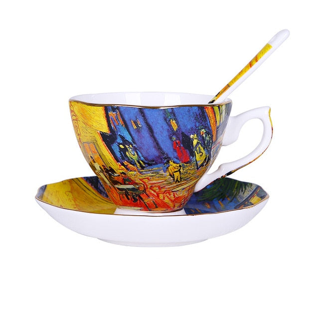 Las nuevas tazas de café con pintura artística de Van Gogh, los girasoles de la noche estrellada, el sembrador, lirios, tazas de té y café de Saint-Remy