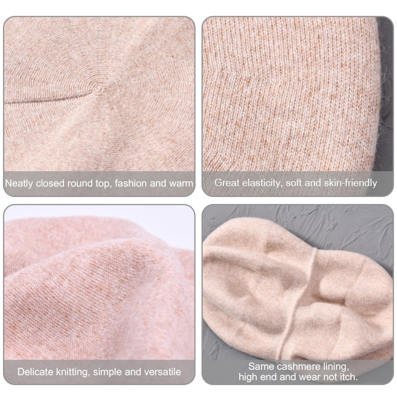 Women Beret Fashion Hat Winter Female Knitted Cotton Wool Hats Spring Brand Girls Wool Solid Color Beret