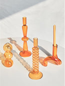Nordic Orange Glass Taper Candle Holder Creative Home Decor Wedding Party Dinner Candlelight Decoration Living Room Candlestick