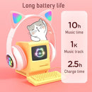 Flashing LED Cute Cat Ears Headphones Bluetooth Wireless Headset with Mic TF FM Kid Girl Stereo Music Earbud Kitten Earphon Gift