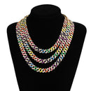 Hip Hop Iced Out Miami Zircon 15MM Bling Cuban Full Pave Rhinestone Collar de hombre Collares de color plateado para hombres Joyería