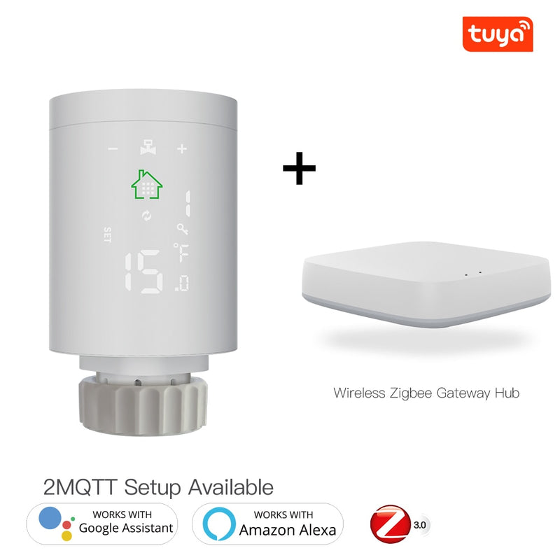 Moes ZigBee3.0 Radiator Actuator Programmable Thermostatic Valve Tuya Temperature Controller 2MQTT Alexa Google Voice Smart App