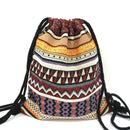 2022 Women Fabric Backpack Female Gypsy Bohemian Boho Chic Aztec Ibiza Tribal Ethnic Cottage Soft Brown Drawstring Rucksack Bags