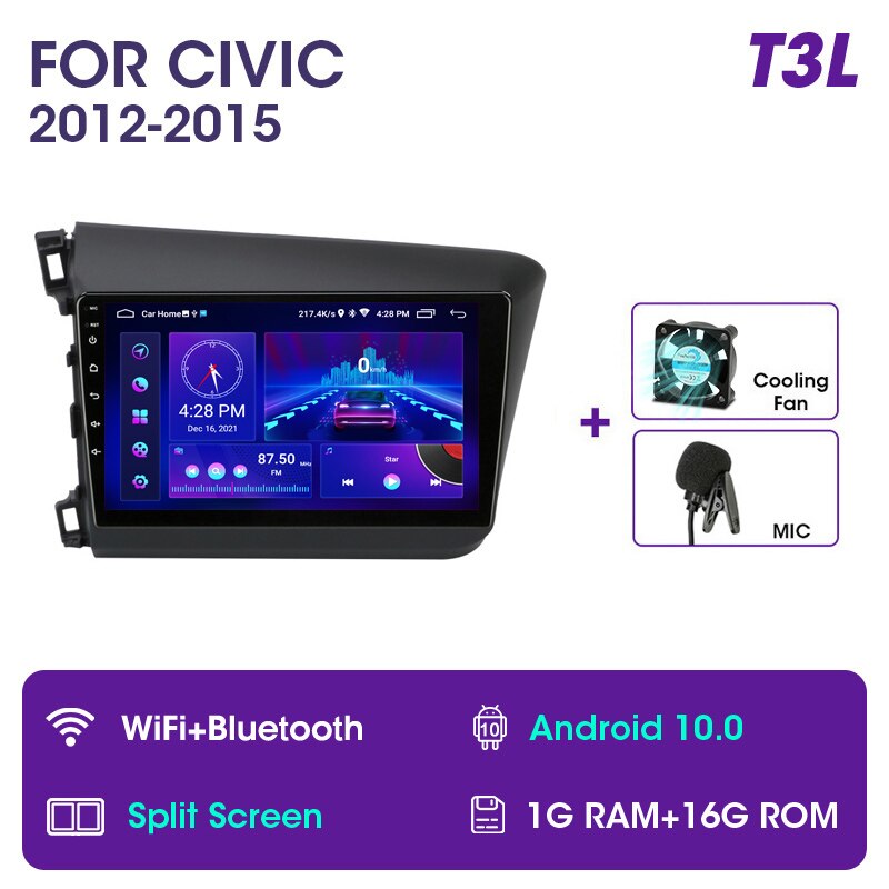 Vtopek 9" 4G Carplay DSP 2din Android 11.0 Autoradio Multimedia Video Player Navigation GPS für HONDA CIVIC 2012-2015 Haupteinheit