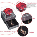 Mothers Day Natural Eternal Rose Jewelry Box /w 100 Languages Love Necklace Preserved Flowers Proposal Ring Case Gifts for Her