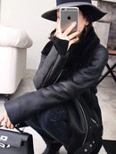 Ailegogo 2022 Wintermäntel Frauen Dicke Kunstleder Pelz Schaffell Mantel Weibliche Pelz Lederjacke Fliegerjacke Casaco Feminino