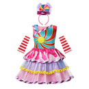 2022 New Fashion Baby Girl Candy Dress Kids Halloween Party Costume Colorful Ball Gown 2-12 Year Children Clothing
