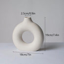 Nordic Circular Hollow Ceramic Vase Pampas Grass Donuts Flower Pot Home Decoration Accessories Office Living Room Interior Decor