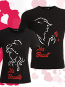 Sein Schönling Ihre Bestie Druck Paar T-Shirt Kurzarm O-Ausschnitt Locker Königin T-Shirt Mode Liebhaber T-Shirt Tops Kleidung