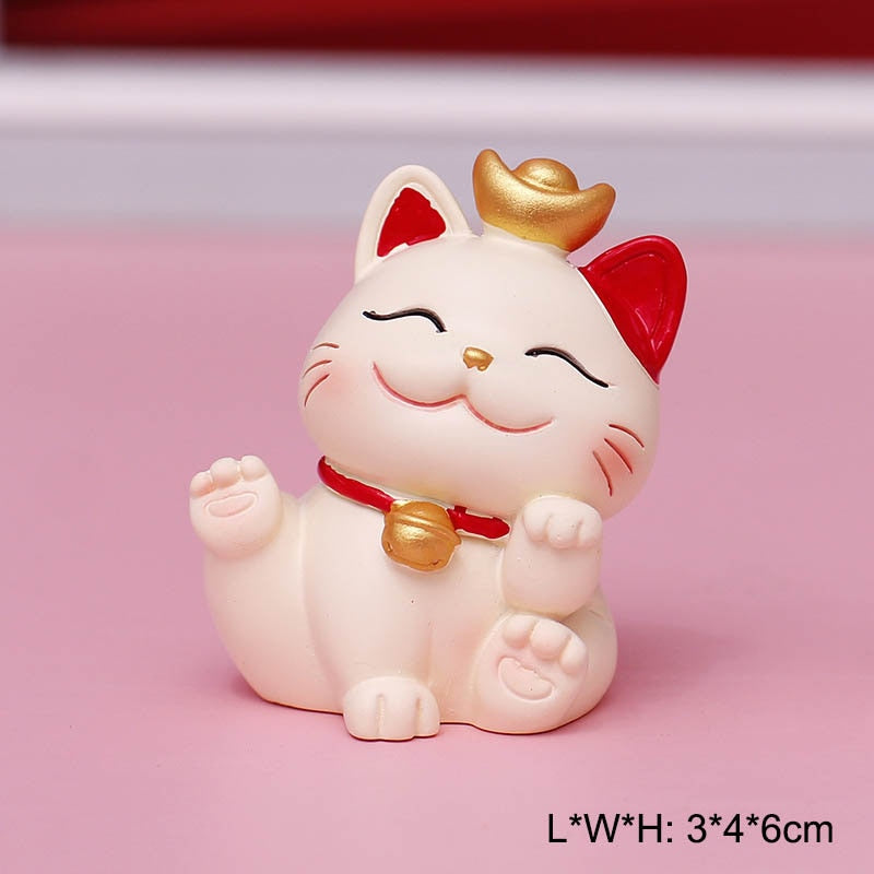 Chinese Lucky Wealth Waving Cat Gold Waving Hand Cat Home Decor Welcome Waving Cat Sculpture Statue Decor Car Ornament