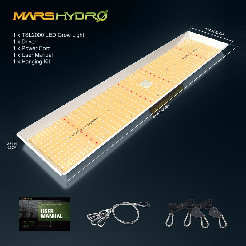 Mars Hydro TSL 2000 Full Spectrum Led Grow Light 300W Dimmable LED Plant Light for Indoor Tent Veg Bloom