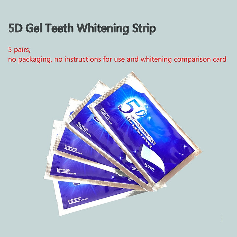 MJ 5D Gel Teeth Whitening Strips Oral Hygiene Care Double Elastic Tooth Bleaching Strips False Teeth Veneers Dental Whiten Tools